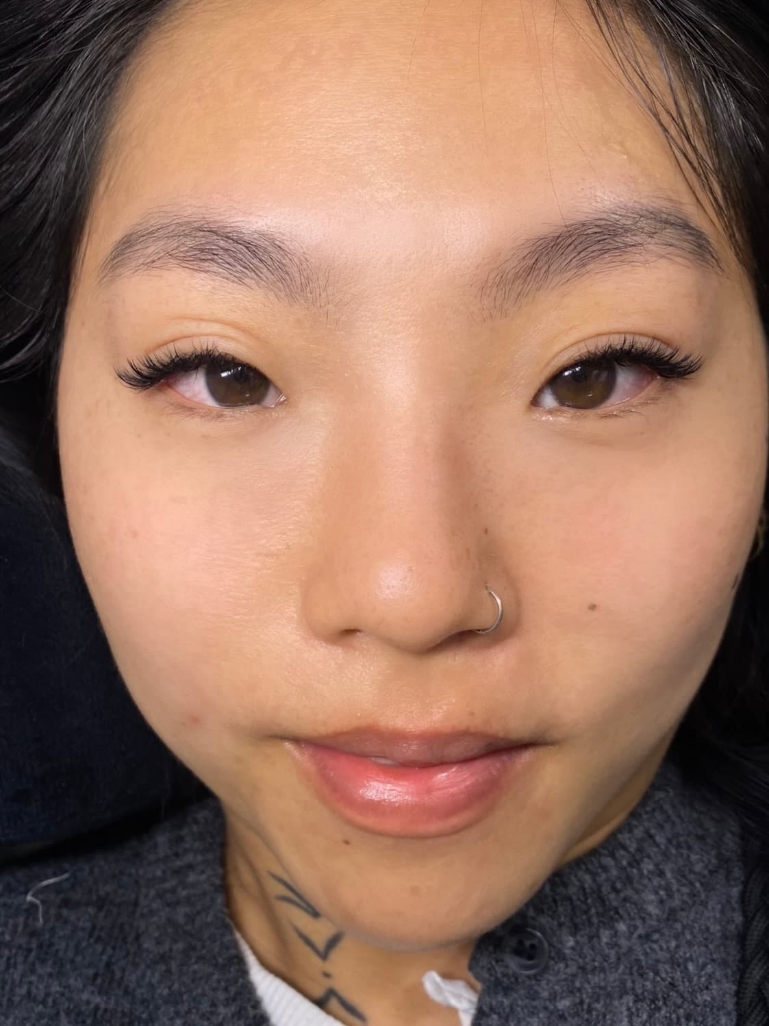 A dense, open eye after a Russian volume set done by the trainer at the institute